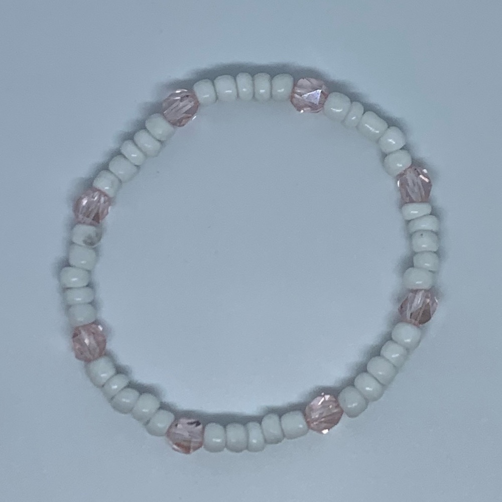 White and Pink Beaded Bracelet